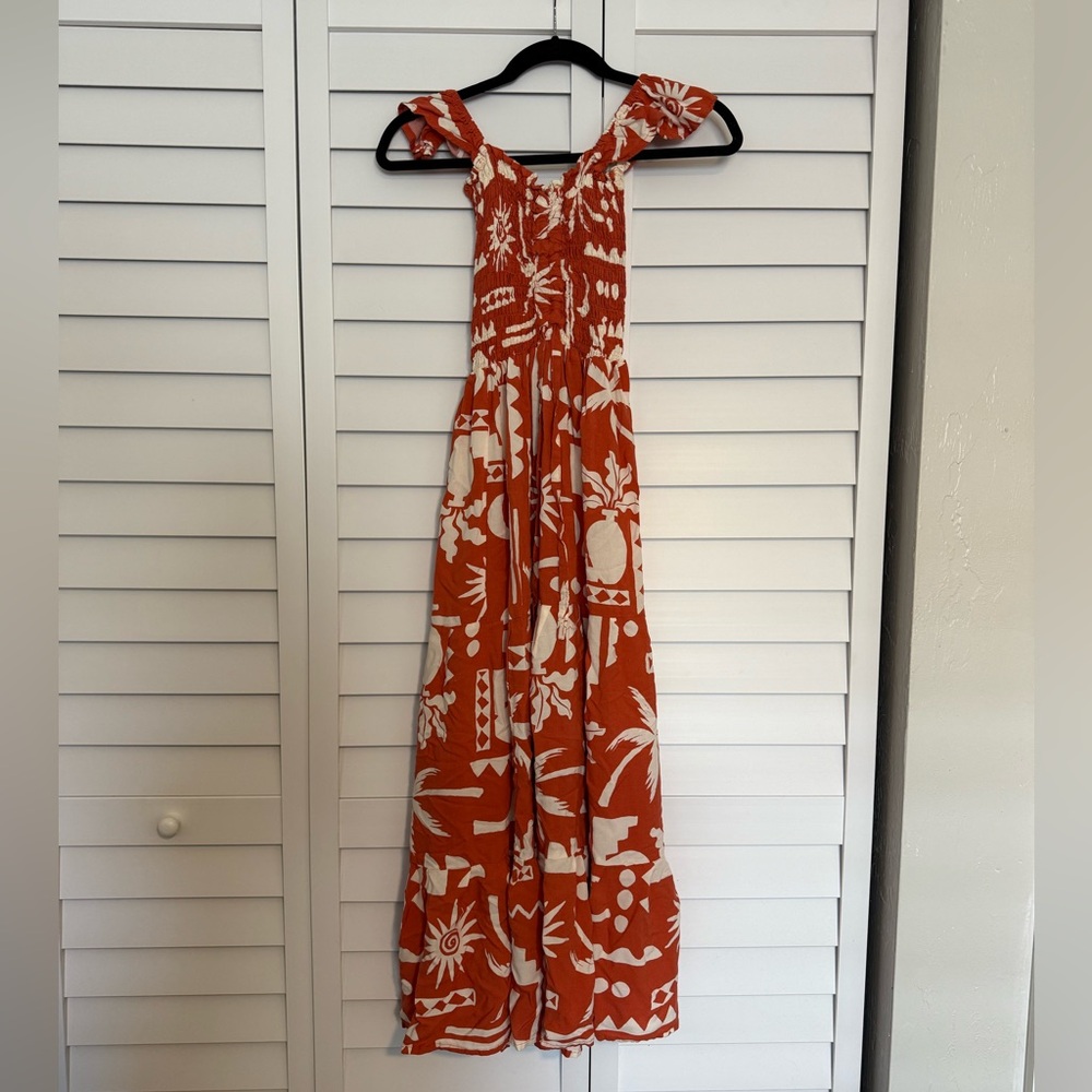 Orange and White Patterned Maxi Dress